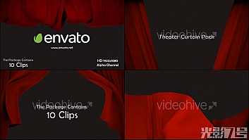 剧院舞台红色幕布打开转场包 Theater Curtain Pack