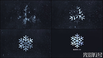 暴风冰霜雪冻结雪花飞舞logo展示